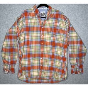 Cinch men's button down orange multicolor plaid long sleeve western cotton XL